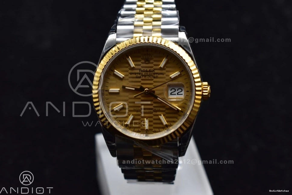 DateJust Bracelet VSF YG Steel 592 SS 904L on Elegant Gold 1:1 Best Jubilee 126231 Textured Edition Dial 36 VS 0705